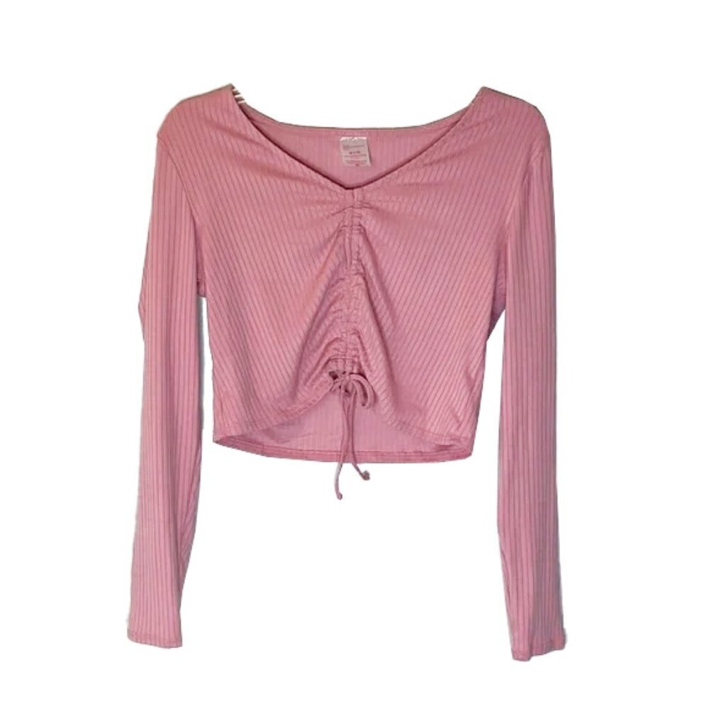 ❤️ 🆕 NO BOUNDARY Pink Ribbed Crop Top Size M